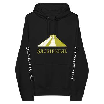 Sacrificial Men's Eco Raglan Hoodie (Gold Logo)