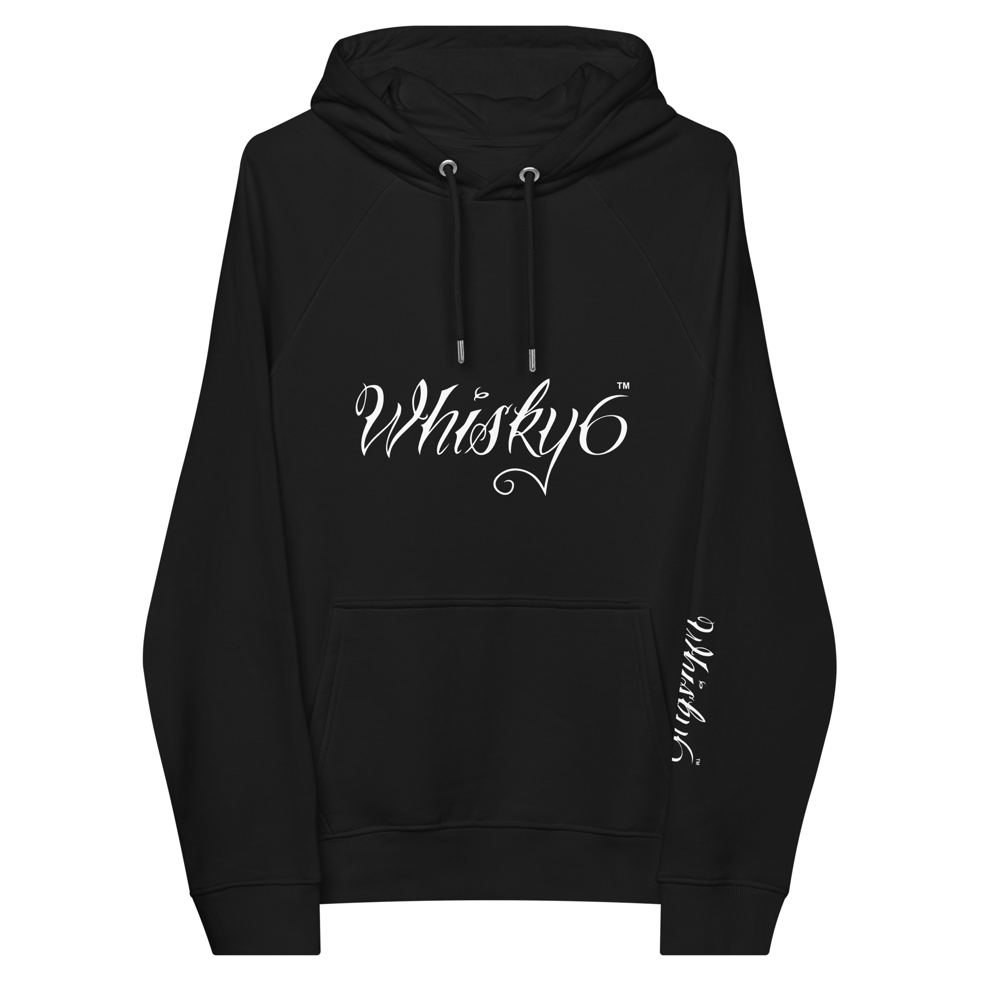 Whisky 6 Men's Eco Raglan Hoodie (White Logo)