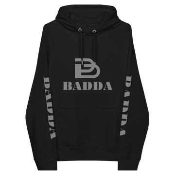 Badda Men's Eco Raglan Hoodie (Grey Logo)