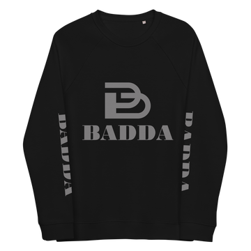 Badda Men's Organic Raglan Sweatshirt (Full Grey Logo)